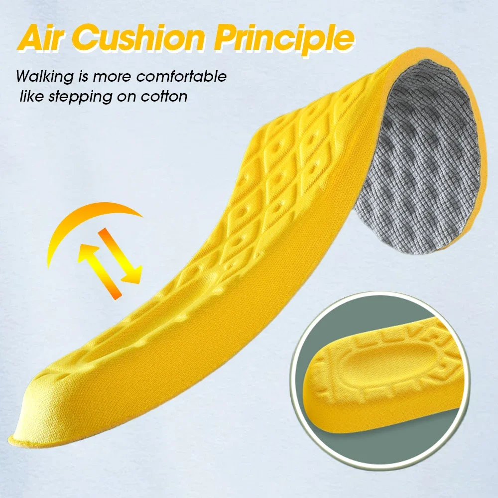 4Pcs Soft Latex Memory Foam Insoles Women Men Sport Running Foot Support Shoe Pad Breathable Orthopedic Feet Care Insert Cushion