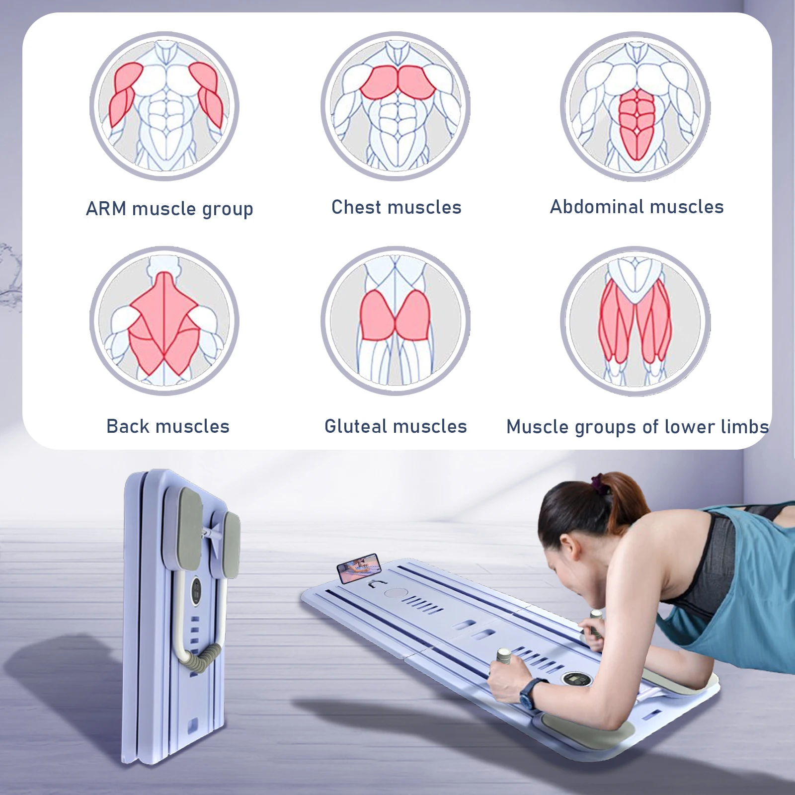 Multi-Functional Abdominal Exercise Board Auto-Rebound Fitness Resistance Bands Rebound Leg Arm Back Train For Home and Office