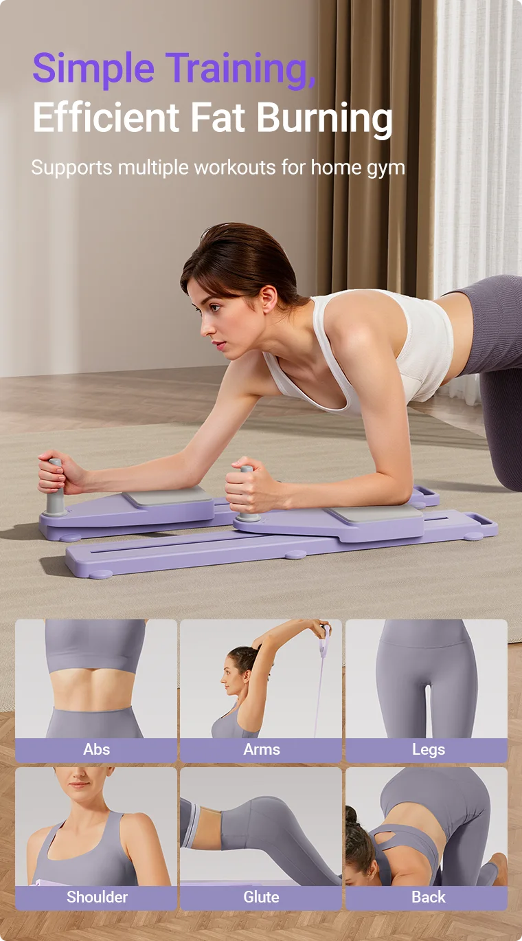 2-in-1 Abs & Ski Board - Portable Core/Leg Trainer, Split Pilates-Reformer for Home Gym, Lightweight Full-Body Fitness