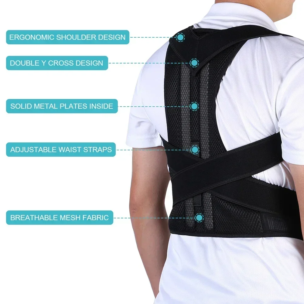 Adjustable Back Brace Posture Corrector Belt for Women & Men Lumbar Support Shoulder Support for Improving Scoliosis Adjustable Back Brace Posture Corrector Belt for Women & Men Lumbar Support Shoulder Support for Improving Scoliosis