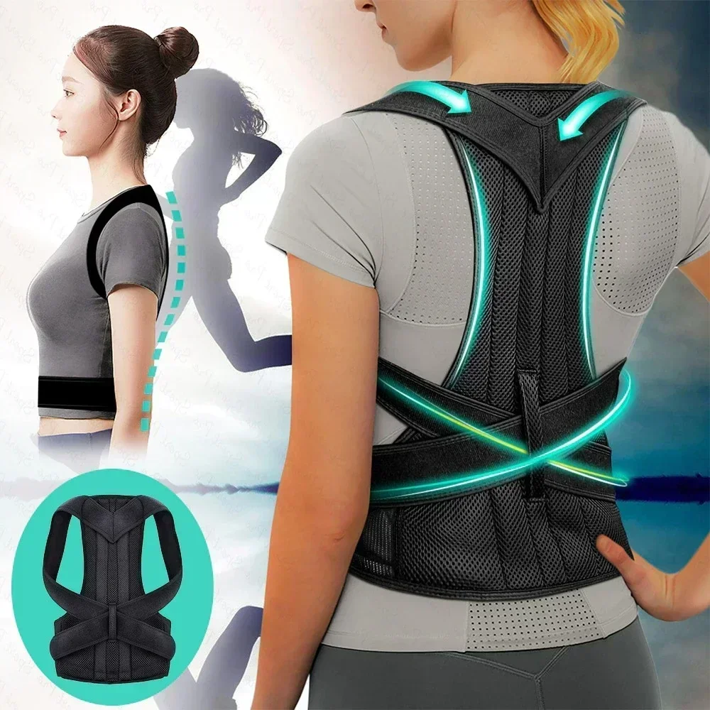 Adjustable Back Brace Posture Corrector Belt for Women & Men Lumbar Support Shoulder Support for Improving Scoliosis Adjustable Back Brace Posture Corrector Belt for Women & Men Lumbar Support Shoulder Support for Improving Scoliosis