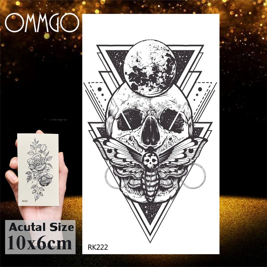 OMMGO 3D Rhombus Triangle Skull Nun Temporary Tattoo Sticker For Men Women Arm Leg Tatoo Paper Waterproof Body Art Black Tattoos OMMGO 3D Rhombus Triangle Skull Nun Temporary Tattoo Sticker For Men Women Arm Leg Tatoo Paper Waterproof Body Art Black Tattoos