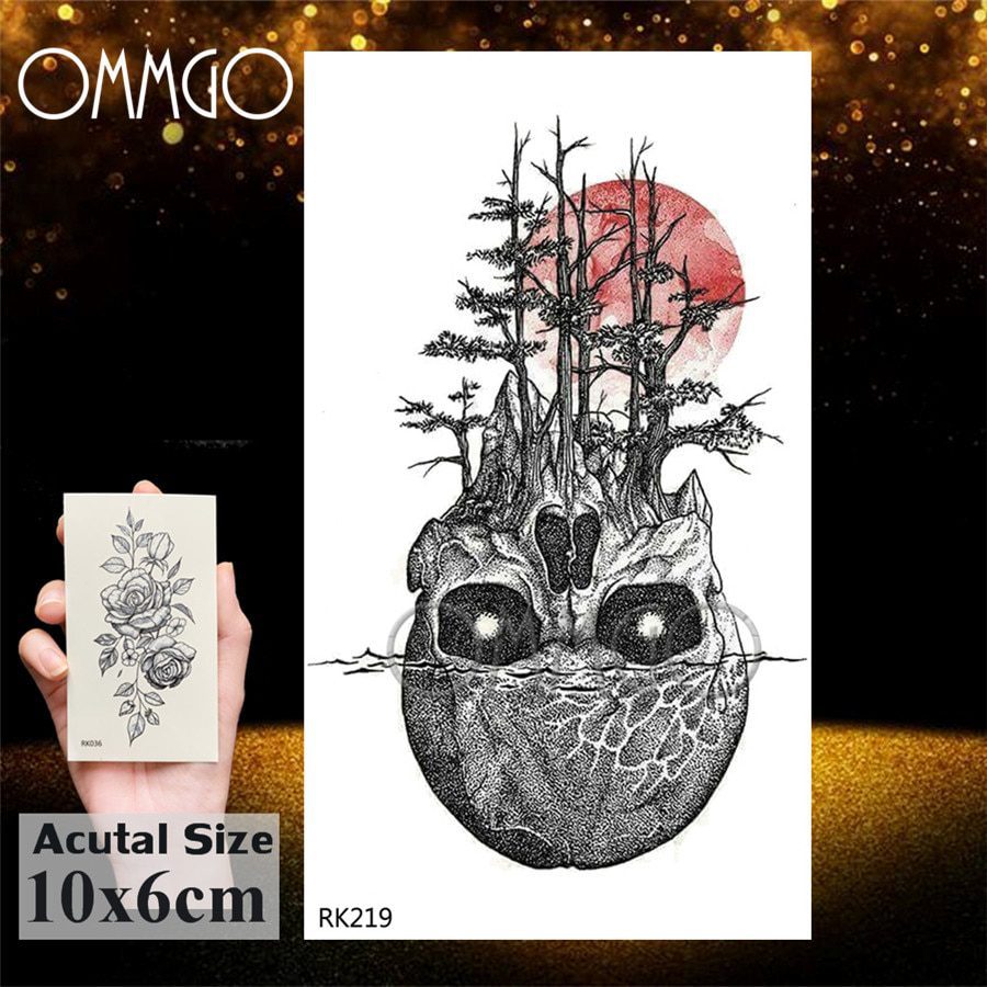 OMMGO 3D Rhombus Triangle Skull Nun Temporary Tattoo Sticker For Men Women Arm Leg Tatoo Paper Waterproof Body Art Black Tattoos OMMGO 3D Rhombus Triangle Skull Nun Temporary Tattoo Sticker For Men Women Arm Leg Tatoo Paper Waterproof Body Art Black Tattoos