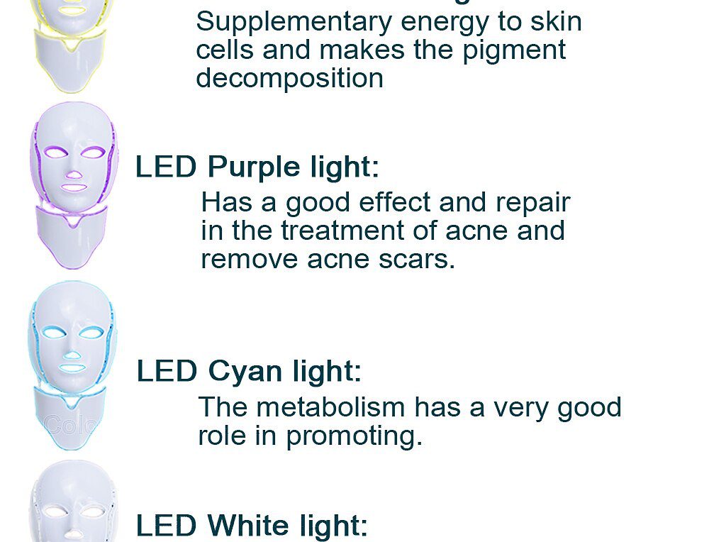 LiCheng LED Facial Mask Beauty Skin Rejuvenation Photon Light 7 Colors Mask with Neck Therapy Wrinkle Acne Tighten Skin Tool LiCheng LED Facial Mask Beauty Skin Rejuvenation Photon Light 7 Colors Mask with Neck Therapy Wrinkle Acne Tighten Skin Tool