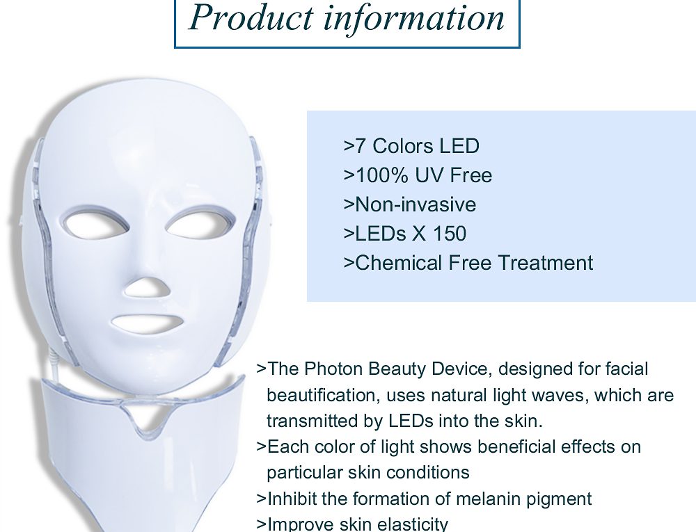 LiCheng LED Facial Mask Beauty Skin Rejuvenation Photon Light 7 Colors Mask with Neck Therapy Wrinkle Acne Tighten Skin Tool LiCheng LED Facial Mask Beauty Skin Rejuvenation Photon Light 7 Colors Mask with Neck Therapy Wrinkle Acne Tighten Skin Tool