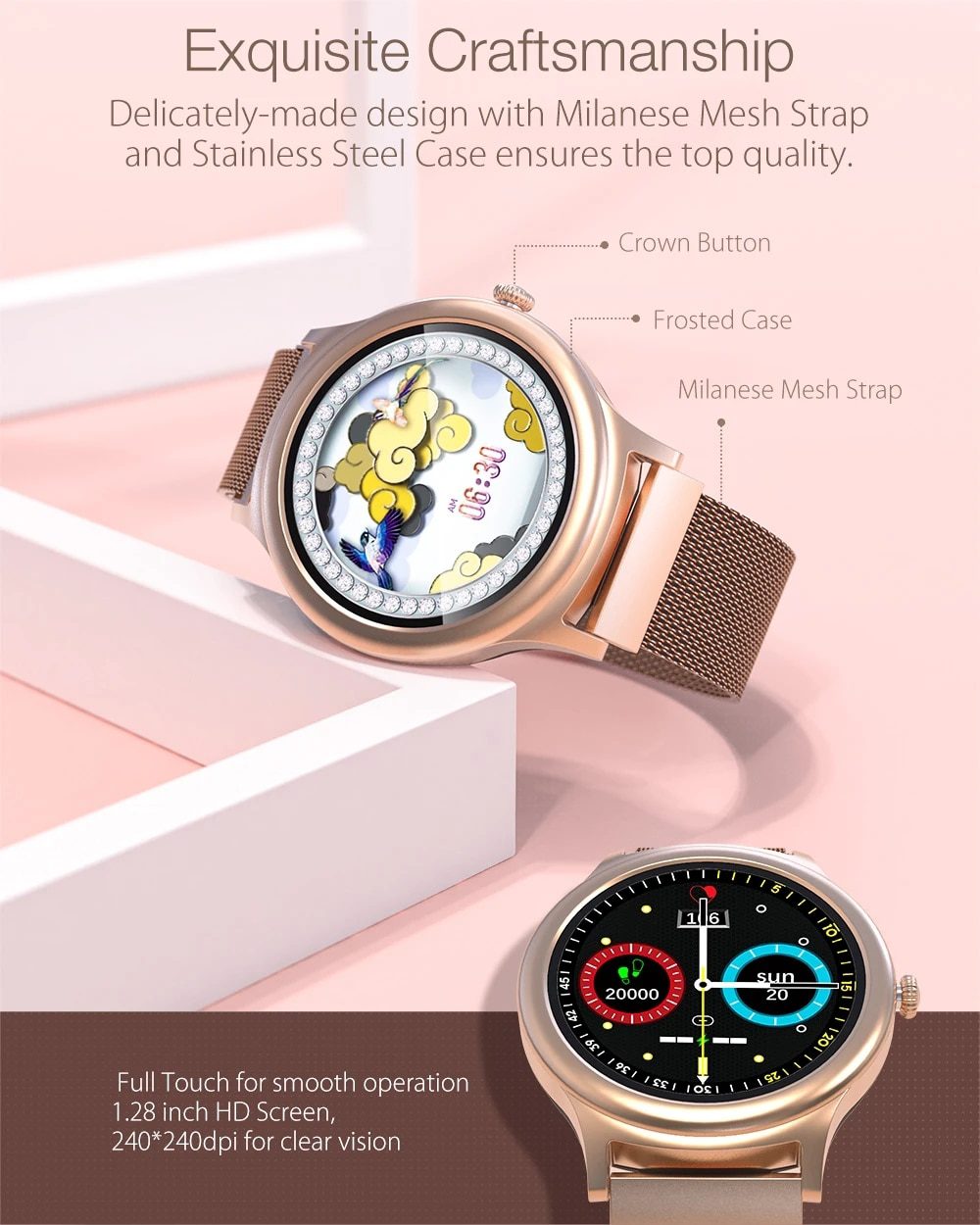 BlitzWolf BW-AH1 Waterproof Smart Watch Women Lovely Bracelet Heart Rate Monitor Sleep Monitoring Smartwatch Connect IOS Android BlitzWolf BW-AH1 Waterproof Smart Watch Women Lovely Bracelet Heart Rate Monitor Sleep Monitoring Smartwatch Connect IOS Android