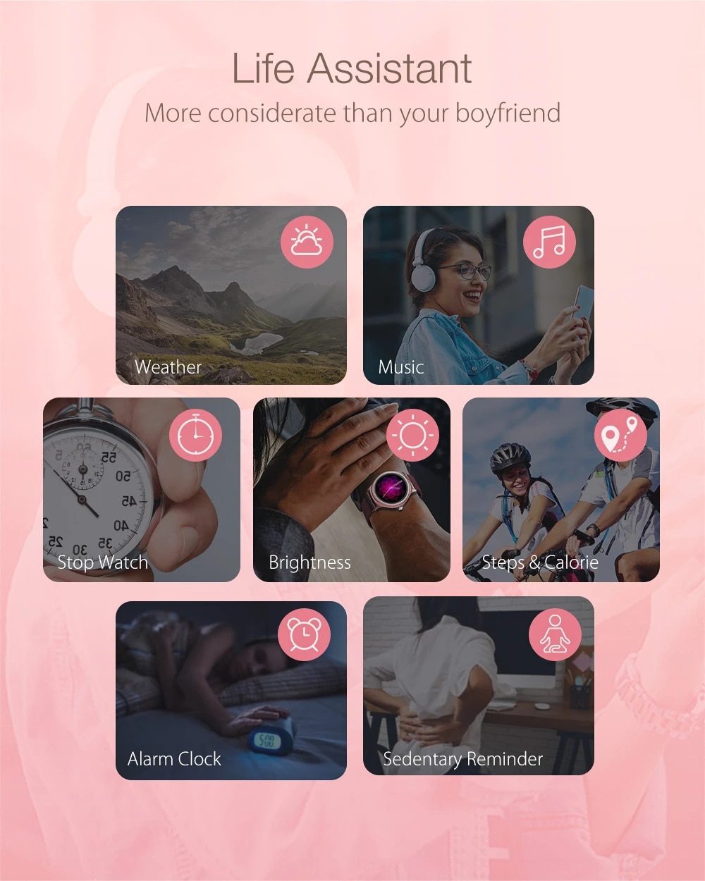 BlitzWolf BW-AH1 Waterproof Smart Watch Women Lovely Bracelet Heart Rate Monitor Sleep Monitoring Smartwatch Connect IOS Android BlitzWolf BW-AH1 Waterproof Smart Watch Women Lovely Bracelet Heart Rate Monitor Sleep Monitoring Smartwatch Connect IOS Android