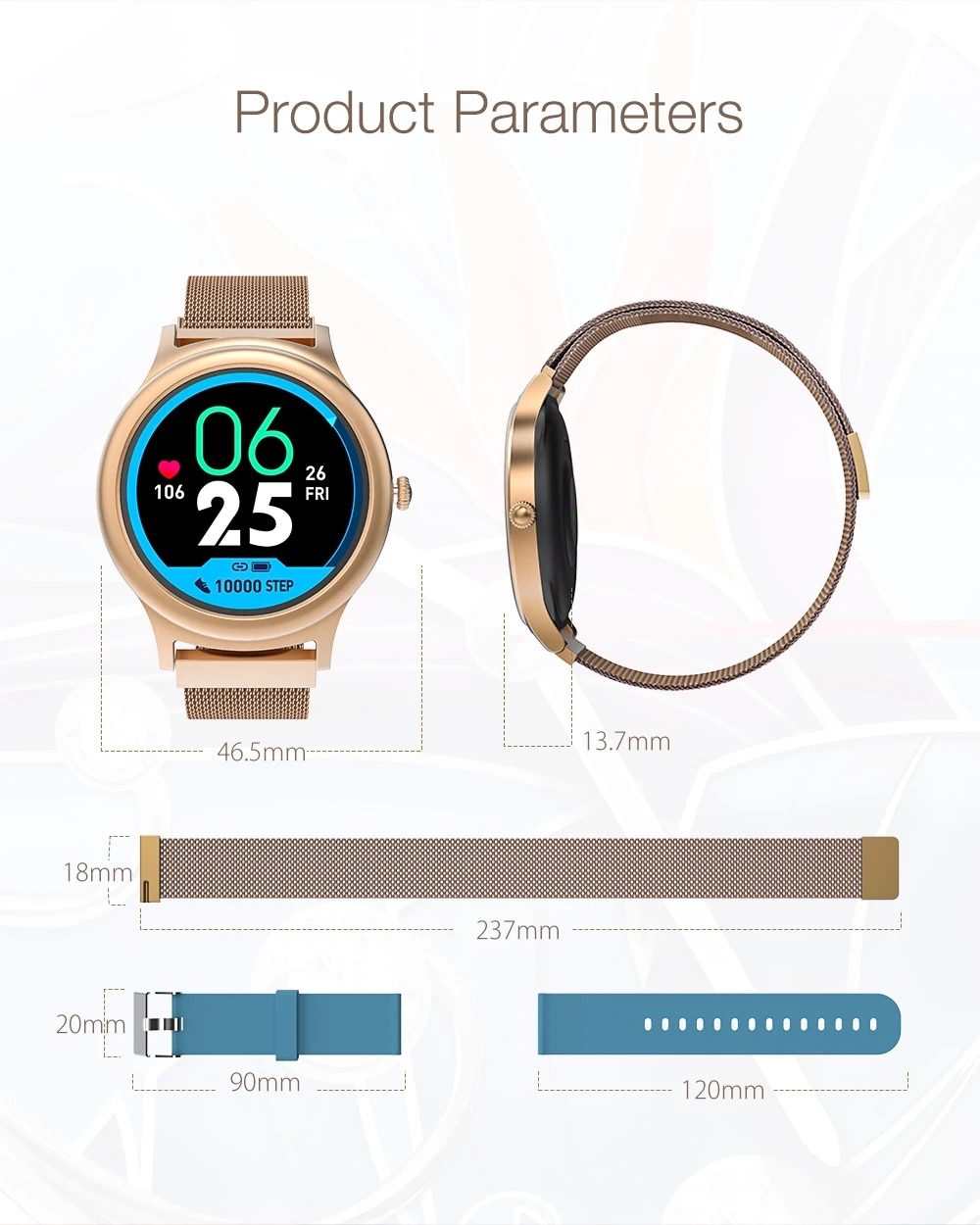 BlitzWolf BW-AH1 Waterproof Smart Watch Women Lovely Bracelet Heart Rate Monitor Sleep Monitoring Smartwatch Connect IOS Android BlitzWolf BW-AH1 Waterproof Smart Watch Women Lovely Bracelet Heart Rate Monitor Sleep Monitoring Smartwatch Connect IOS Android