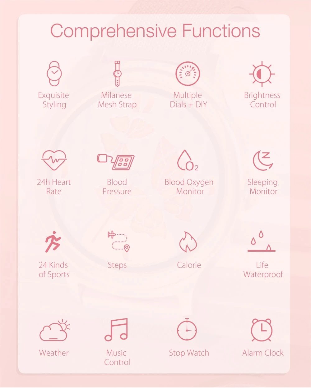 BlitzWolf BW-AH1 Waterproof Smart Watch Women Lovely Bracelet Heart Rate Monitor Sleep Monitoring Smartwatch Connect IOS Android BlitzWolf BW-AH1 Waterproof Smart Watch Women Lovely Bracelet Heart Rate Monitor Sleep Monitoring Smartwatch Connect IOS Android