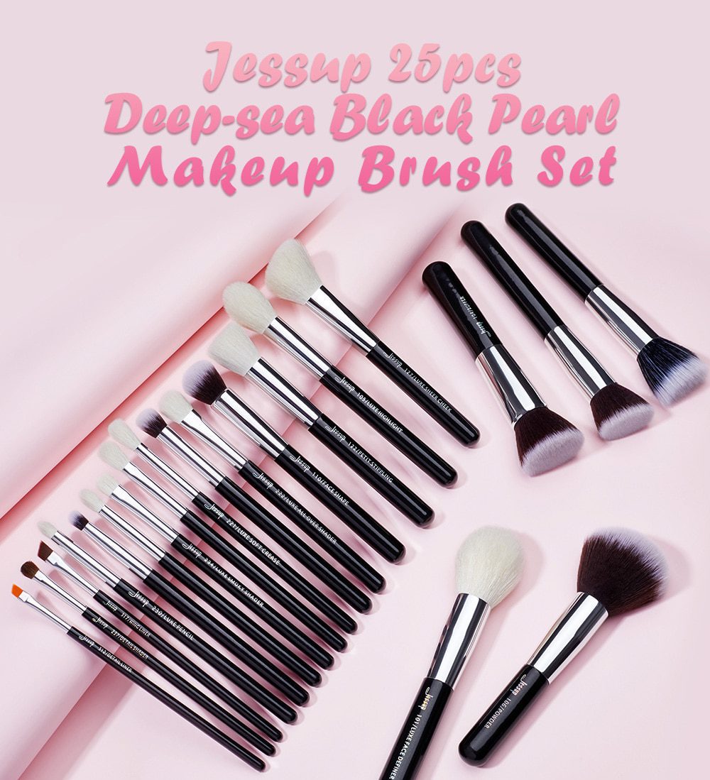 Jessup Makeup brushes set Black/Silver Professional with Natural Hair Foundation Powder Eyeshadow Make up Brush Blush 6pcs-25pcs Jessup Makeup brushes set Black/Silver Professional with Natural Hair Foundation Powder Eyeshadow Make up Brush Blush 6pcs-25pcs