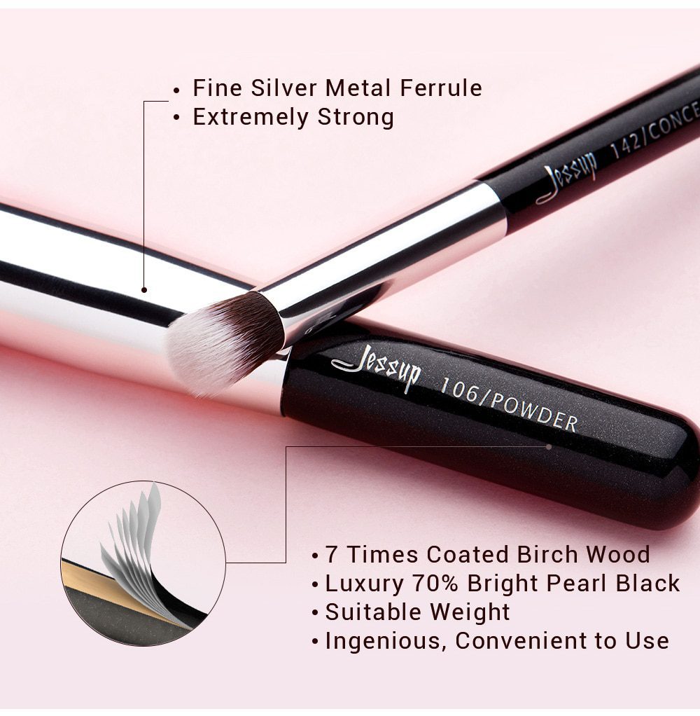 Jessup Makeup brushes set Black/Silver Professional with Natural Hair Foundation Powder Eyeshadow Make up Brush Blush 6pcs-25pcs Jessup Makeup brushes set Black/Silver Professional with Natural Hair Foundation Powder Eyeshadow Make up Brush Blush 6pcs-25pcs