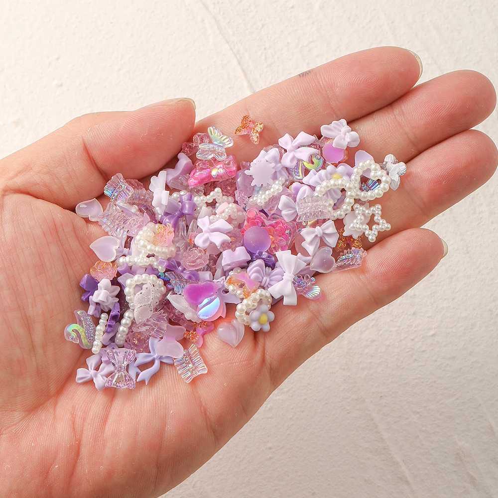 100PCS Mixed Design 3D Arcylic Nail Art Decorations Charms Kawaii Accessories Black White Aurora Bow Tie Heart Manicure Parts 100PCS Mixed Design 3D Arcylic Nail Art Decorations Charms Kawaii Accessories Black White Aurora Bow Tie Heart Manicure Parts