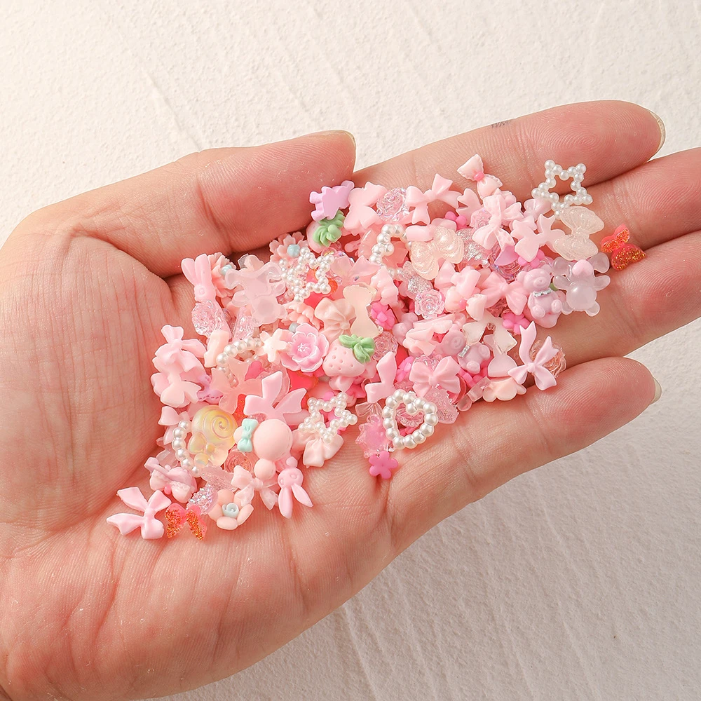 100PCS Mixed Design 3D Arcylic Nail Art Decorations Charms Kawaii Accessories Black White Aurora Bow Tie Heart Manicure Parts 100PCS Mixed Design 3D Arcylic Nail Art Decorations Charms Kawaii Accessories Black White Aurora Bow Tie Heart Manicure Parts