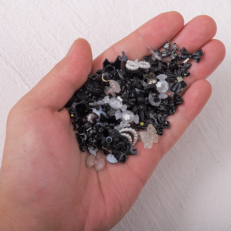 100PCS Mixed Design 3D Arcylic Nail Art Decorations Charms Kawaii Accessories Black White Aurora Bow Tie Heart Manicure Parts 100PCS Mixed Design 3D Arcylic Nail Art Decorations Charms Kawaii Accessories Black White Aurora Bow Tie Heart Manicure Parts