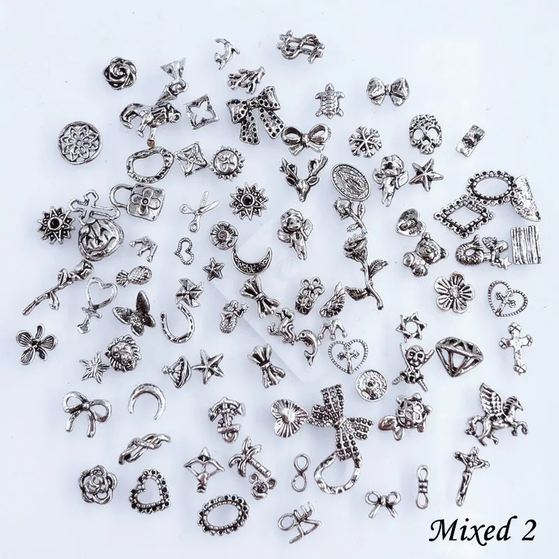 50pcs/Pack Japan Korea Metal Nail Art Parts Charms Vintage Mixed Design Cross Heart Flower Chain Loop 3D DIY Alloy Accessories 50pcs/Pack Japan Korea Metal Nail Art Parts Charms Vintage Mixed Design Cross Heart Flower Chain Loop 3D DIY Alloy Accessories