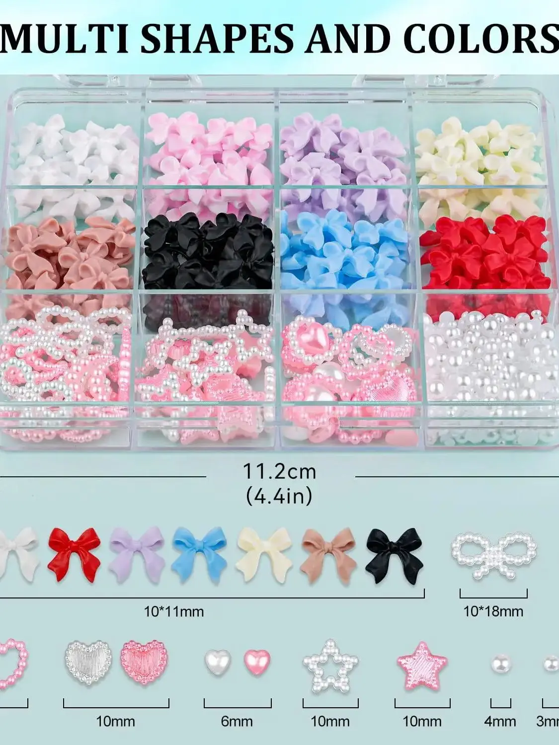 12grid/box Mixed Bow Ribbon Nail Art Resin Charms Five-petal Flower Hollowed Out Pearl Set Jewelry DIY Nail Art Accessories *## 12grid/box Mixed Bow Ribbon Nail Art Resin Charms Five-petal Flower Hollowed Out Pearl Set Jewelry DIY Nail Art Accessories *##