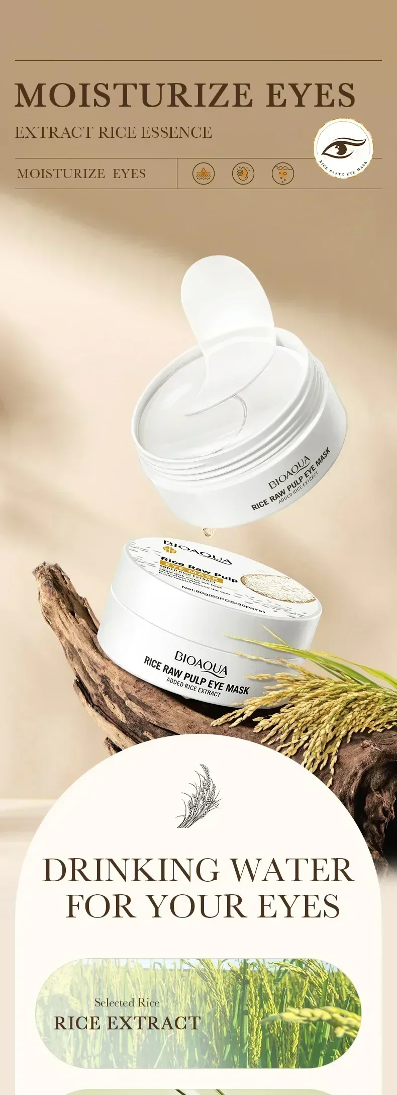 BIOAQUA White Rice Skin Care Sets Eye Cream Eye Mask Anti Dark Circles Eyes Bags Remover Moisturizing Puffiness Skin Care Kit BIOAQUA White Rice Skin Care Sets Eye Cream Eye Mask Anti Dark Circles Eyes Bags Remover Moisturizing Puffiness Skin Care Kit