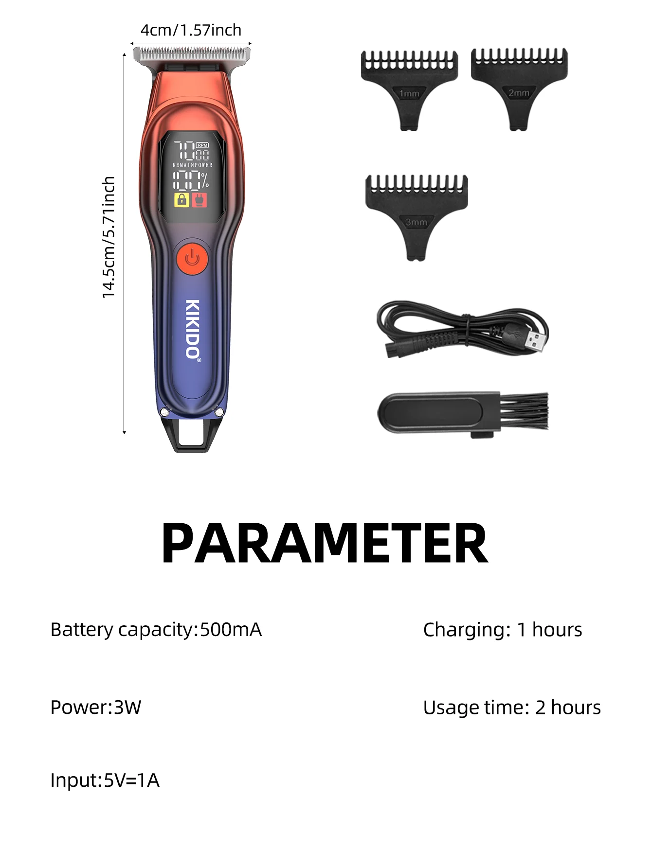 KIKIDO KK-A2 Rechargeable Professional Hair Clippers,Low Noise Hair Clippers with Auxiliary Light Hair Trimmer Kit KIKIDO KK-A2 Rechargeable Professional Hair Clippers,Low Noise Hair Clippers with Auxiliary Light Hair Trimmer Kit