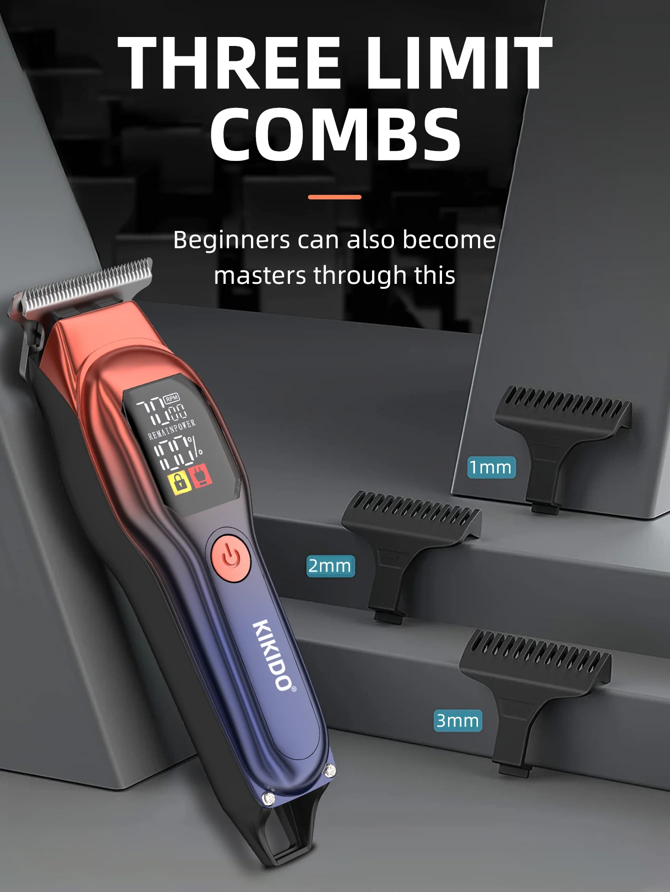 KIKIDO KK-A2 Rechargeable Professional Hair Clippers,Low Noise Hair Clippers with Auxiliary Light Hair Trimmer Kit KIKIDO KK-A2 Rechargeable Professional Hair Clippers,Low Noise Hair Clippers with Auxiliary Light Hair Trimmer Kit