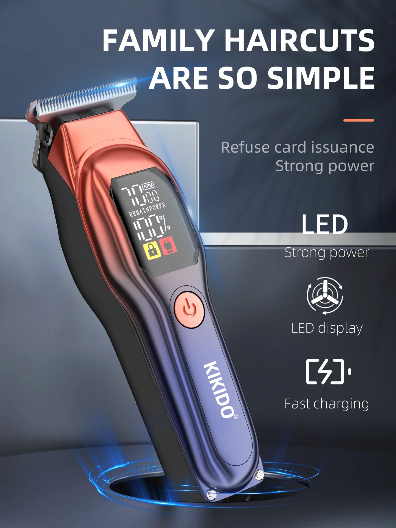 KIKIDO KK-A2 Rechargeable Professional Hair Clippers,Low Noise Hair Clippers with Auxiliary Light Hair Trimmer Kit KIKIDO KK-A2 Rechargeable Professional Hair Clippers,Low Noise Hair Clippers with Auxiliary Light Hair Trimmer Kit