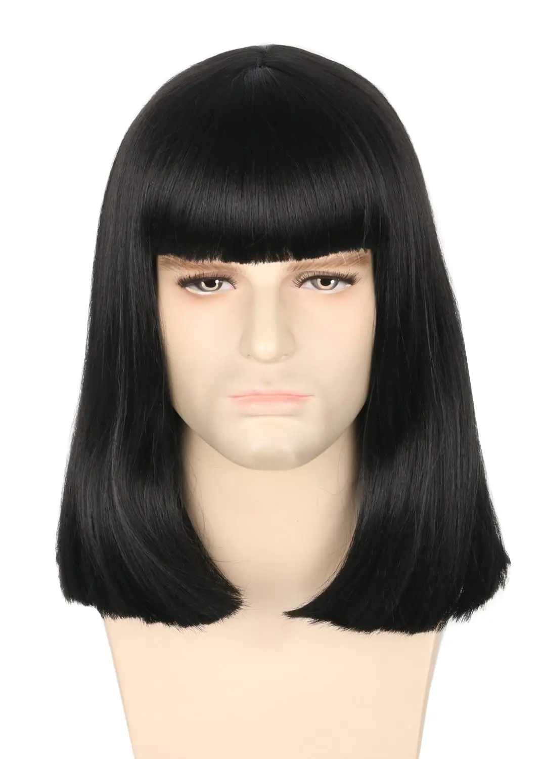 Unisex Black Wig with Bangs Short Straight Halloween Cosplay Costume Party Wigs Lord Farquaad wig Unisex Black Wig with Bangs Short Straight Halloween Cosplay Costume Party Wigs Lord Farquaad wig