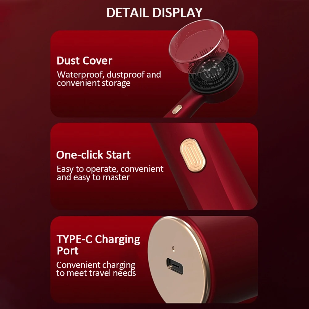 Electric Vibration Massage Comb Red Light Hair Growth Massage Scalp Brush Anti Hair Loss Liquid Oil Applicator Hair Care