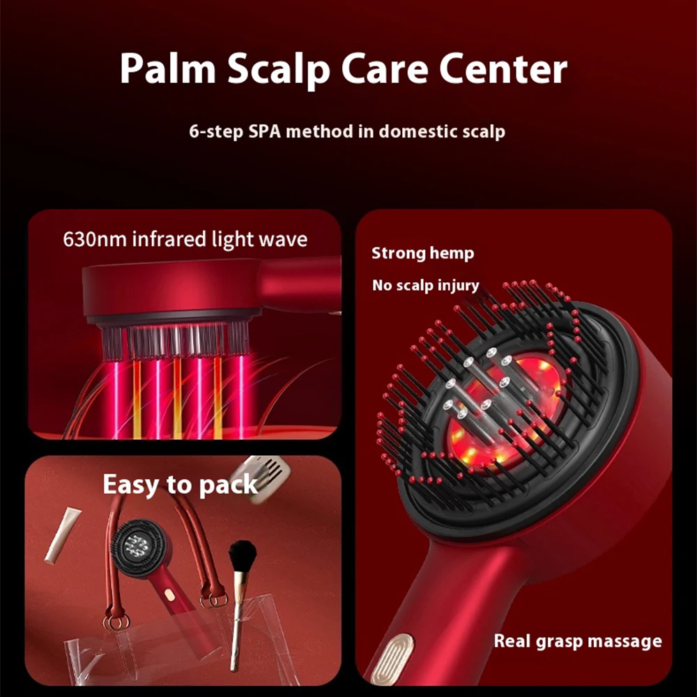 Electric Vibration Massage Comb Red Light Hair Growth Massage Scalp Brush Anti Hair Loss Liquid Oil Applicator Hair Care