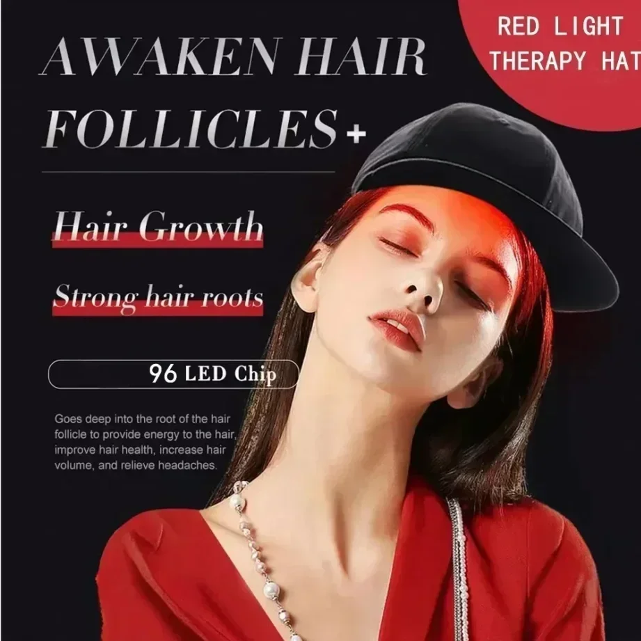 New 96Pcs Infrared LEDs 660nm&850nm Red Light Therapy Hair Growth Cap for Hair Regrowth Anti Hair Loss Relax Scalp Hair Care Hat