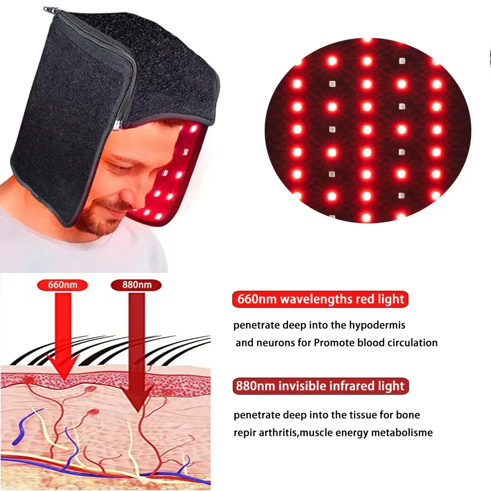 LED Red Light Therapy Hat For Hair Growth 215 Bead Lights Anti Hair Loss LED 650nm Light Treatment Laser Helmet For Hair Growth