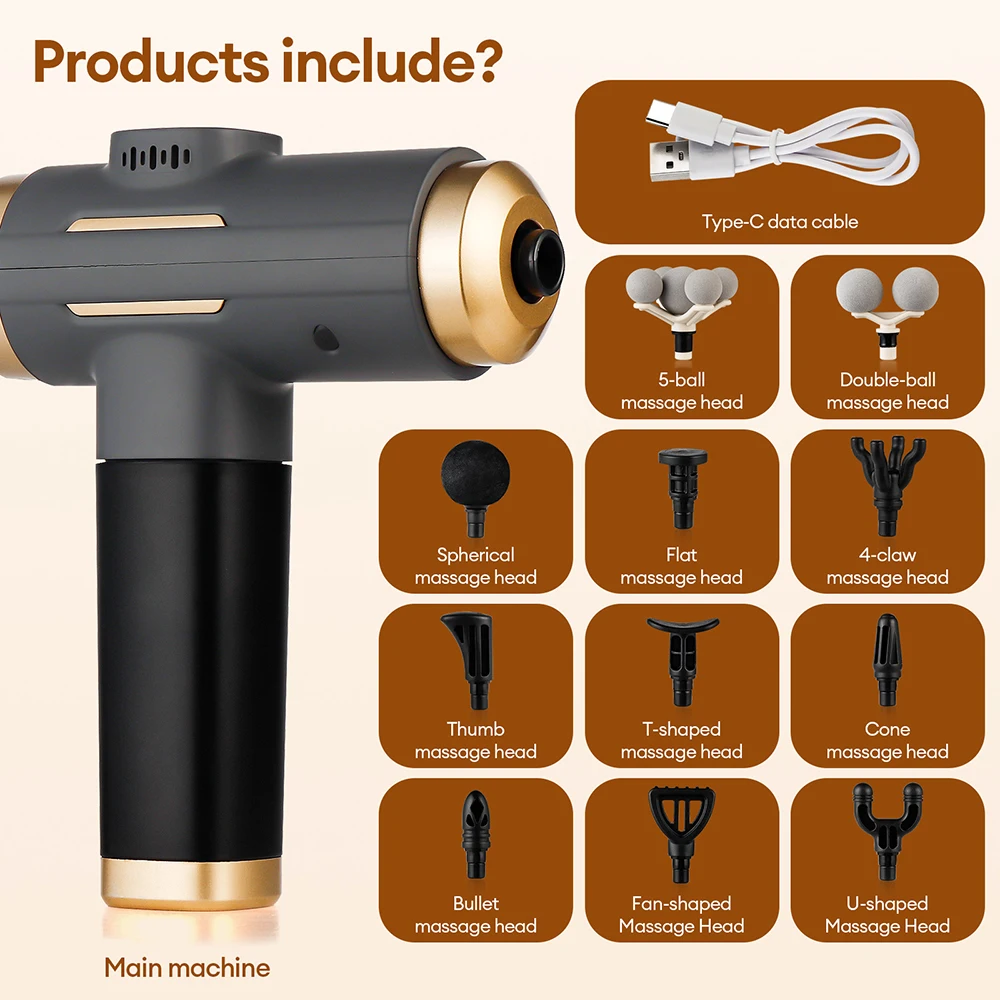11-IN-1 Electric Massage Gun 99 Level Powerful Fascia Gun High-Frequency Vibration Body Massage Gun Arms Leg Muscle masajeador
